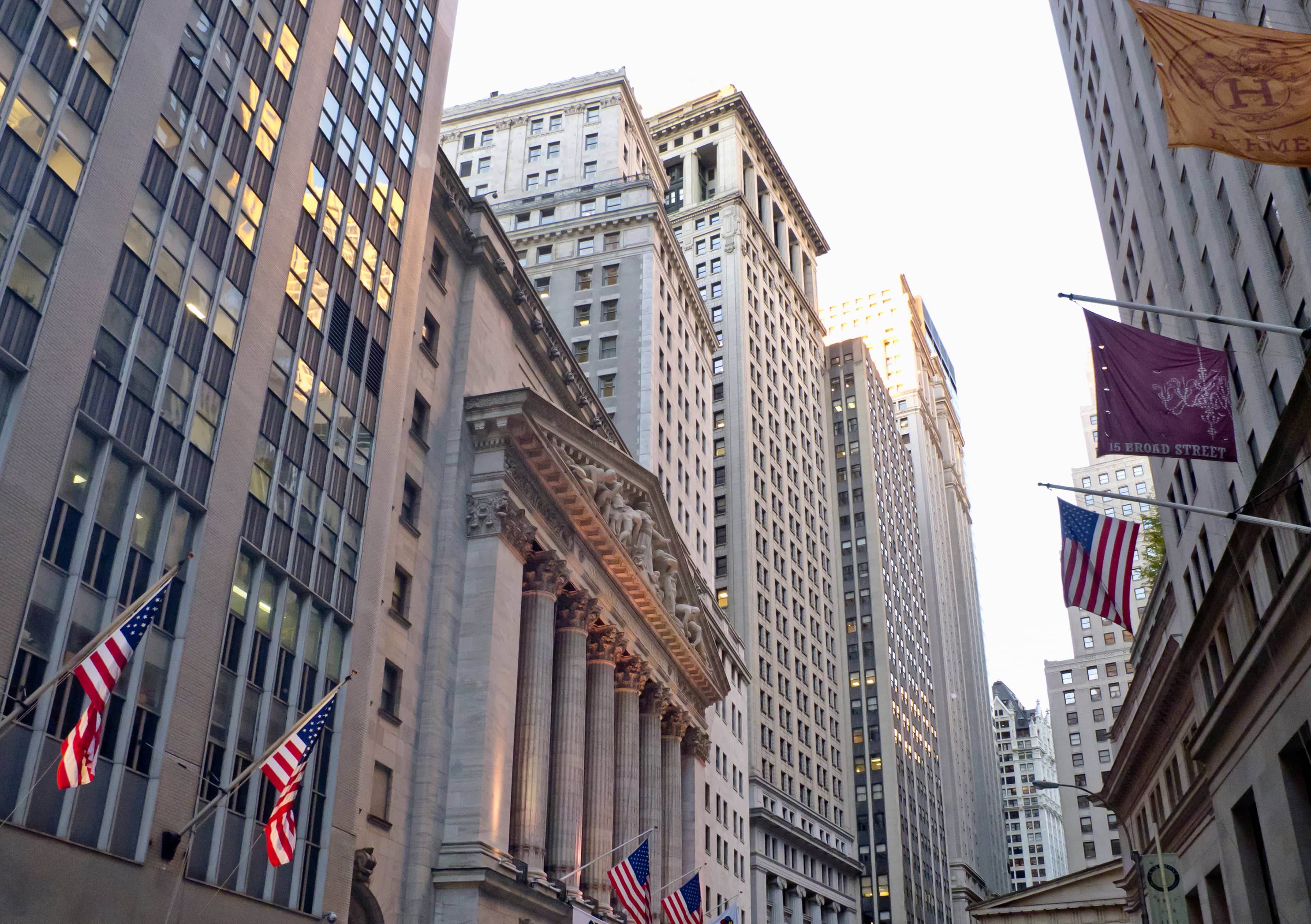 Wall Street buildings by the New York Stock Exchange